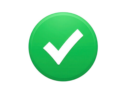 Green circular button with a white check mark icon for user interface design