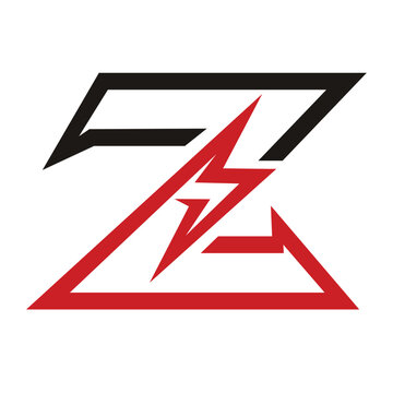 Letter Z with bolt or volt icon, vector energy identity company. 