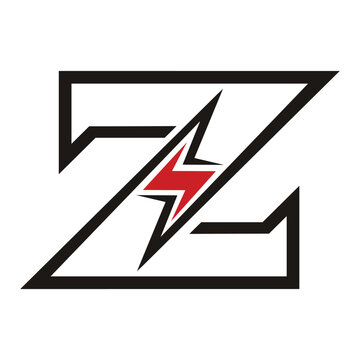 Letter Z with bolt or volt icon, vector energy identity company. 