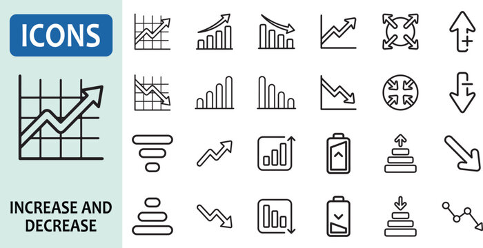 Line icons representing increase and decrease graph data.