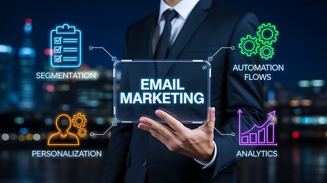 Email Marketing Concept with Automation, Analytics, Segmentation and Personalization