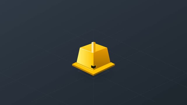 Isometric Yellow Construction Cone on Dark Background.