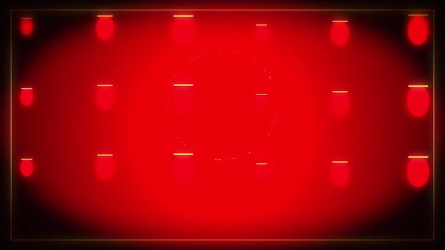 Abstract circular pulse emitting from center with glowing red vertical light bars in a rhythmic animation loop