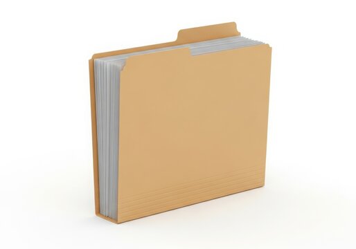 Empty beige folder with tab standing upright on clean surface