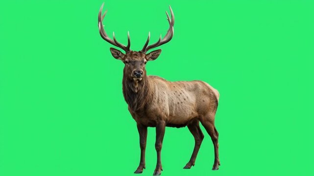 Elk deer on green screen background.