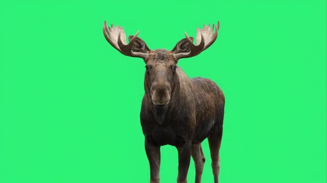 Moose on green screen background.