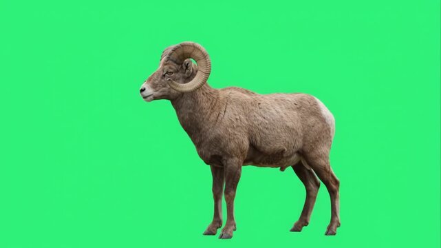 Bighorn sheep on green screen background.