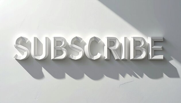 White 3D Subscribe Text with Long Shadow
