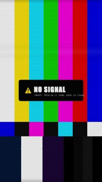 Vertical retro television test pattern with no signal error message
