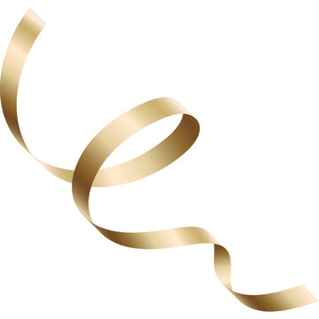 Golden Curling Ribbon Vector Illustration with Metallic Gradient for Festive Decorations