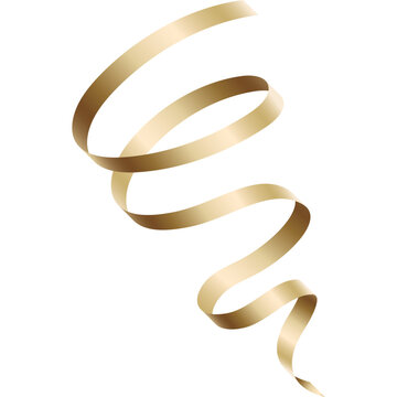 Flowing Golden Ribbon Vector Decoration with Realistic Metallic Gradient Shading
