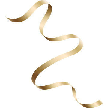 Golden Wavy Ribbon Vector for Decorative Design with Dimensional Gradient Shading