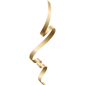 Glossy Metallic Golden Curling Ribbon Vector Illustration for Festive Decoration