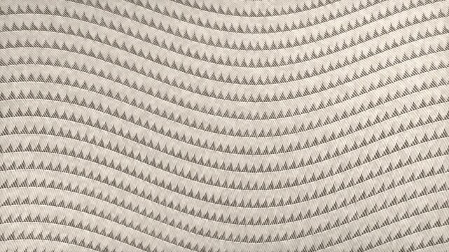 Premium seamless knitted wool textile surface featuring recognizable repeating stitch structure, soft yarn relief, subtle fiber fuzz, warm oatmeal tones, and gentle physical deformation across the fab