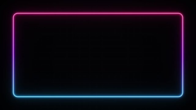 Neon Glowing Rectangular Frame with Rounded Corners