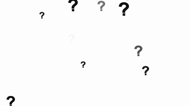 Animated Question Mark Sign Effect for overlay white background. animation stock videos Question mark animation motion graphic effects. Floating question marks background animation,