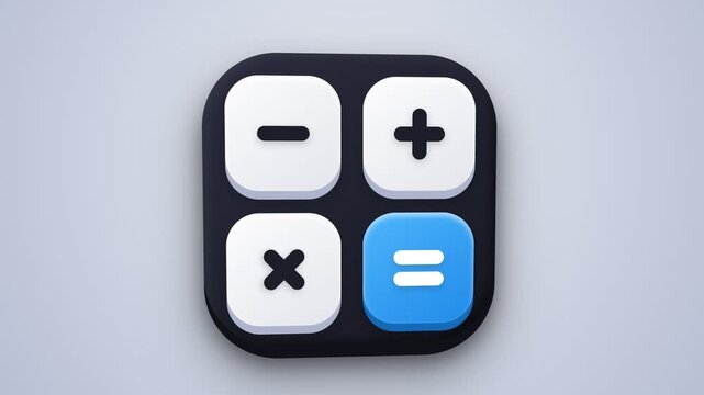 Minimalist 3D Calculator Icon Application Interface