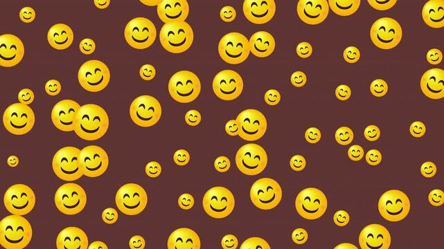 Brown Yellow Smiling Emoji Seamless Loop Pattern Animation in 4K