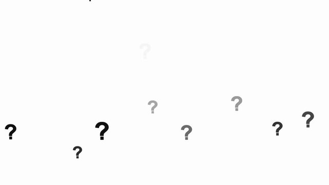 Animated Question Mark Sign Effect for overlay white background. animation stock videos Question mark animation motion graphic effects. Floating question marks background animation,