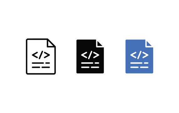 Code icon set for software development and programming tasks