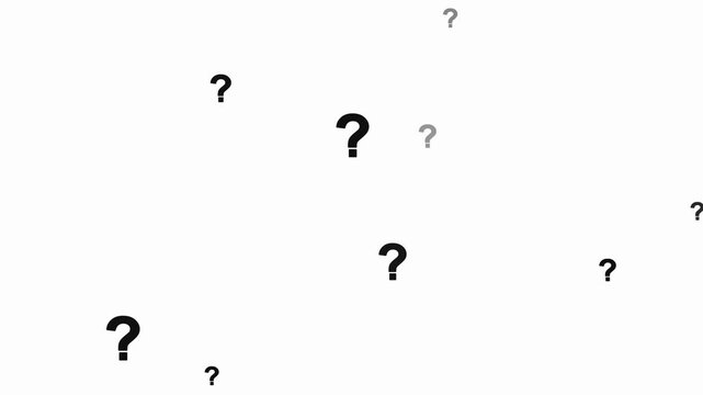 Animated Question Mark Sign Effect for overlay white background. animation stock videos Question mark animation motion graphic effects. Floating question marks background animation,