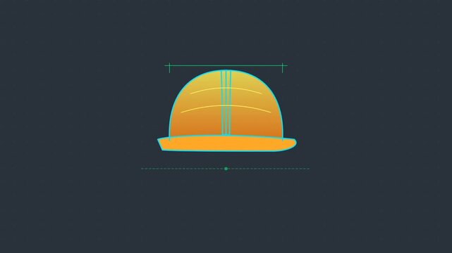 Animated Hard Hat Icon on Dark Background.