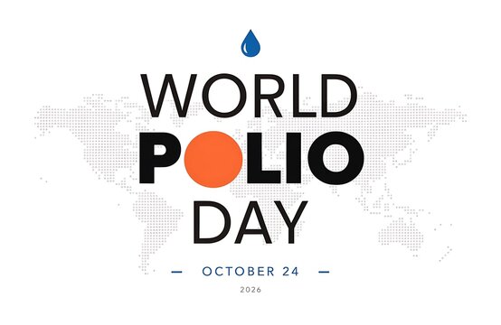 World polio day awareness concept with typography and blue water drop icon