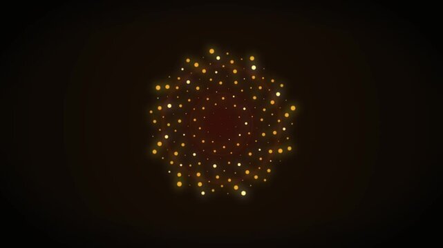 Glowing golden particles forming circular orbit pattern with dynamic pulse movement in dark space background