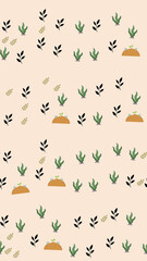 Pattern of stylized plants, sprouts, and leaves © gina