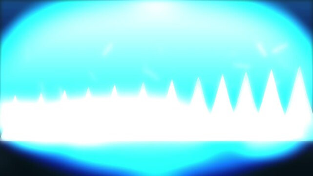 Neon blue jagged spikes pulsating with intense glowing light waves dynamic abstract background for video editing
