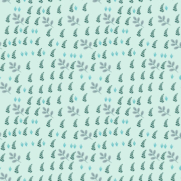 Seamless pattern of stylized leaves and grass