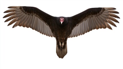 Obraz premium The Vulture in Full Wingspread Soaring Against a Pure White Studio Background