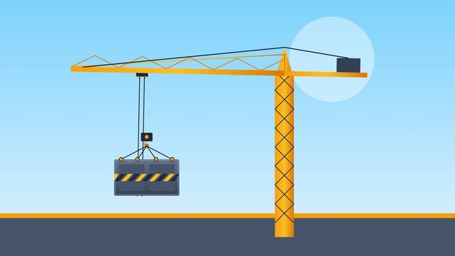 Tower Crane Lifting Heavy Load at Construction Site.