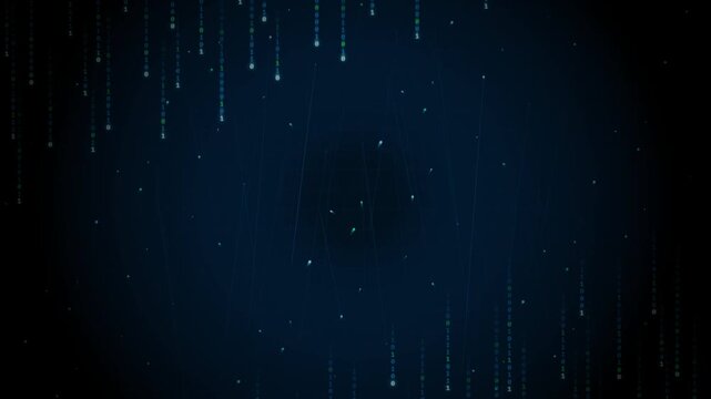 Digital matrix rain background, with falling binary, code data stream