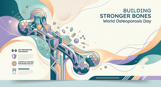 World Osteoporosis Day Banner for Building Stronger Bones Concept