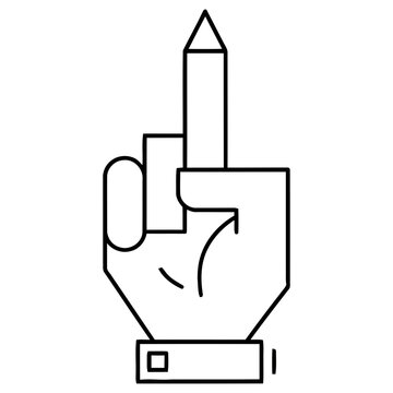 Hand holding a pencil icon