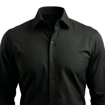 Shirt black formal business attire displayed on a transparent background for professional fashion catalogs and retail websites