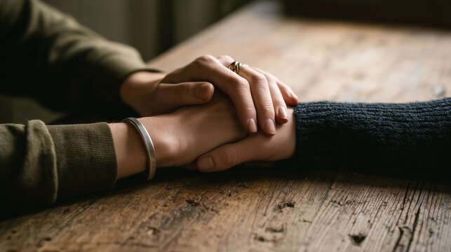 Close-Up of Two People Holding Hands for Empathy, Comfort, and Emotional Support