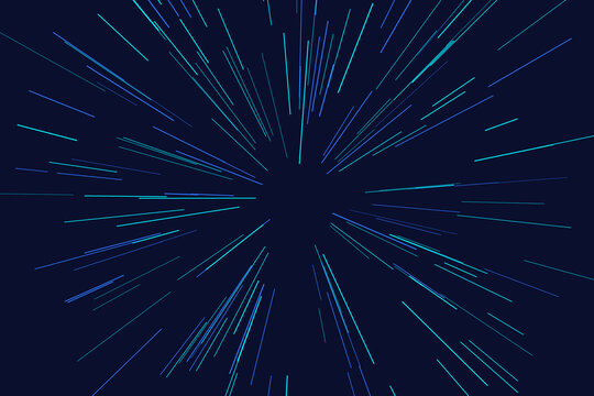 Abstract blue light speed lines on a dark background
