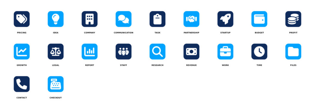 Modern flat icons set of popular mobile apps and social media