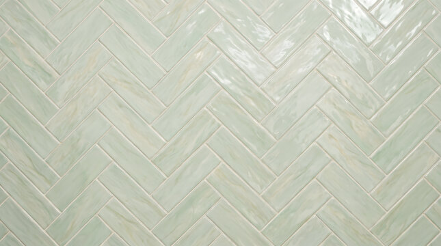 Sage green herringbone tile pattern background pale mint green ceramic rectangular brick chevron subway tile layout for kitchen backsplash and bathroom decor