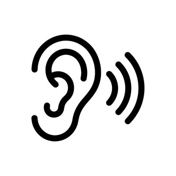 Human Ear Hearing and Sound Wave Vector Illustration