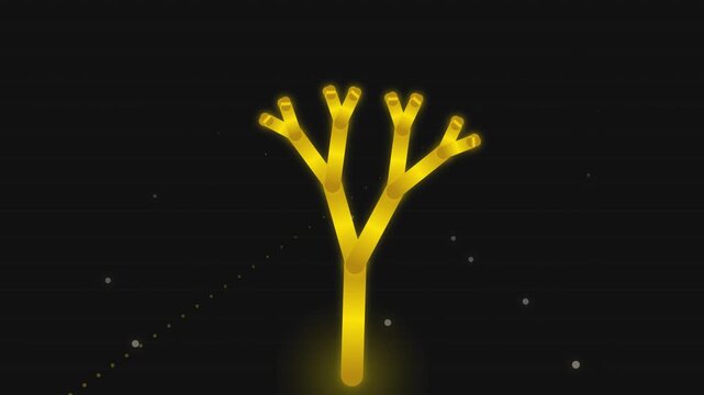 Abstract golden tree structure glowing on a dark background representing data science and machine learning concepts