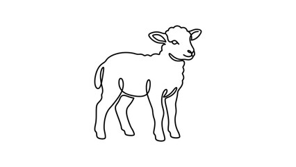 A continuous single line drawing of a cute little lamb standing. © tomas