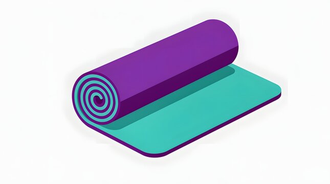 Yoga mat rolled up tightly sits on a flat surface representing fitness gear for daily exercises.