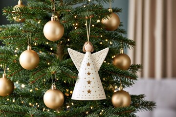 Obraz premium Angel Christmas tree ornament decorating holiday season