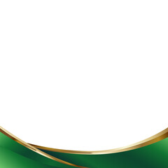 Obraz premium Elegant Green and Gold Wave Vector Background Banner with Layered Gradient Curves