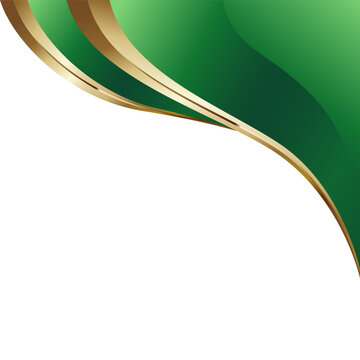 Abstract Green and Gold Curved Bands Vector Background with Clean Geometric Style