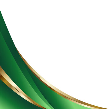 Abstract Layered Green and Gold Curved Band Corner Frame Vector Background