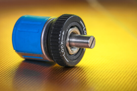 Blue industrial quick connect coupling mechanism